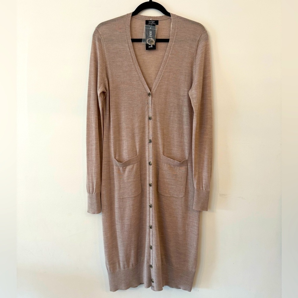 Lord & Taylor Merino Wool Cardigan Small Stone Heather NWT $119